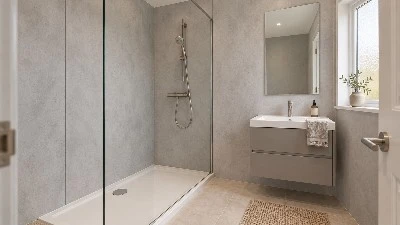 1 metr keng kulrang beton PVX dush hammom devor paneli